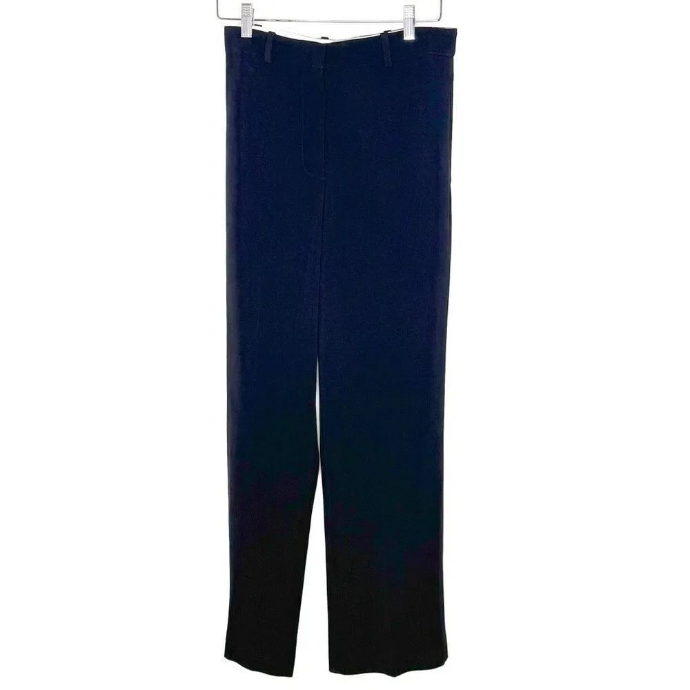 Stella McCartney High Rise Navy Blue with White Stripe Tailored Trousers - Women